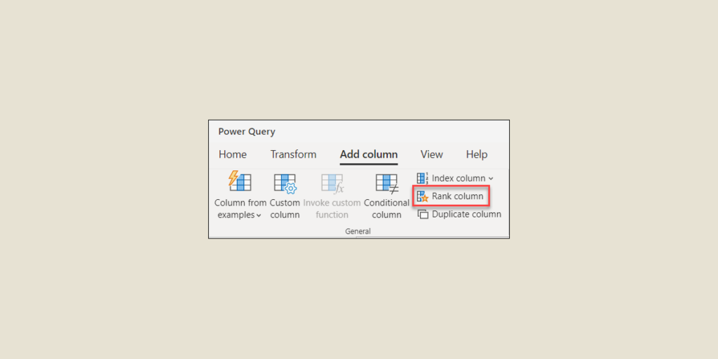 power query rank