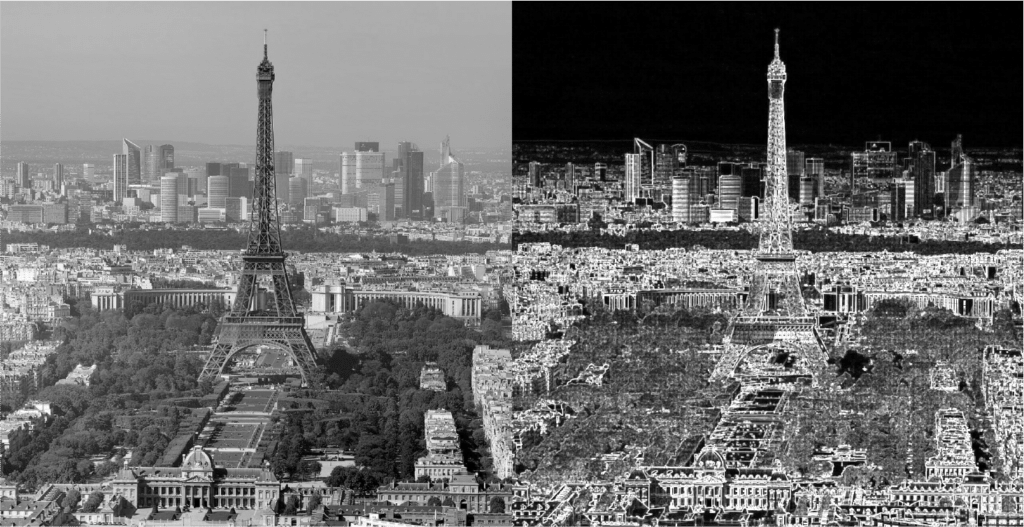 détection des contours sur une image de la tour Eiffel